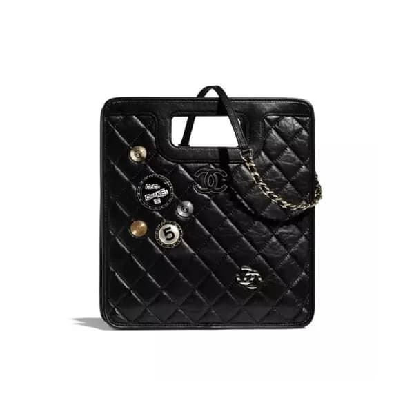 Chanel 2020 Leather Chain Tote Shoulder Bag - 샤넬 2… - 1
