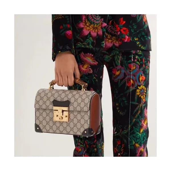 Gucci 2020 GG Supreme Padlock Tote Shoulder Bag,24… - 1