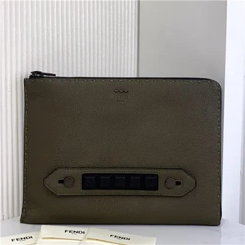 [펜디]Fendi 2021 Men's Leather Clutch Bag,30cm -… - 1