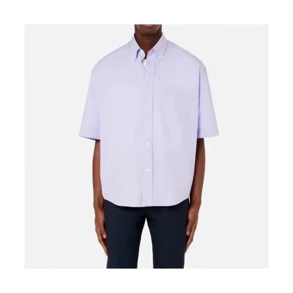 Ami Mens Logo Casual Cotton Short-sleeved Shirts P… - 1