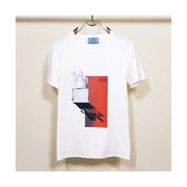Prada Mens Basic Logo Short Sleeved Tshirts White… - 1