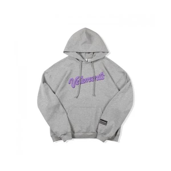 Vetements Mm/Wm Logo Oversize Cotton Hoodie Gray … - 1