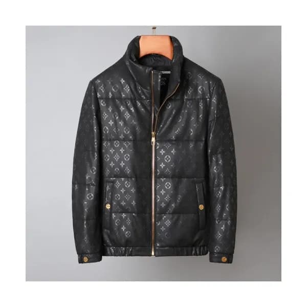 Louis vuitton Mens Logo Leather Jackets Black - 루… - 1
