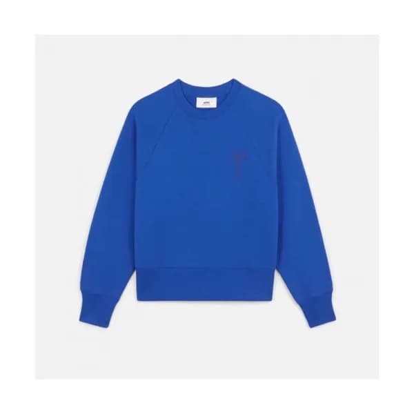 Ami Womens Logo Casual Cotton Man-to-man Blue - 아… - 1