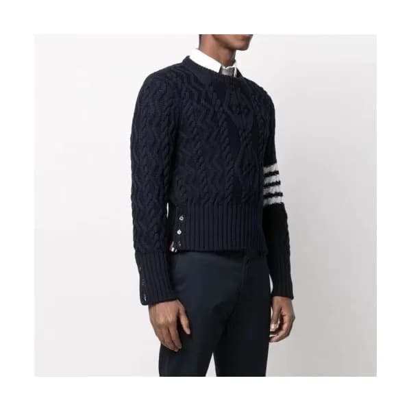 Thom Browne Unisex Strap Crew-neck Wool Sweaters … - 1