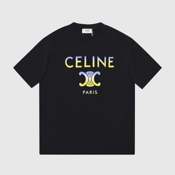 셀린느 남/녀 크루넥 블랙 반팔티 - Unisex Black Tshirts - cel023… - 1