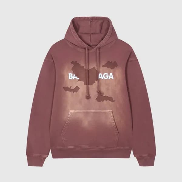 발렌시아가 남/녀 캐쥬얼 버건디 후드티 - Balenciaga Unisex Burgundy… - 1