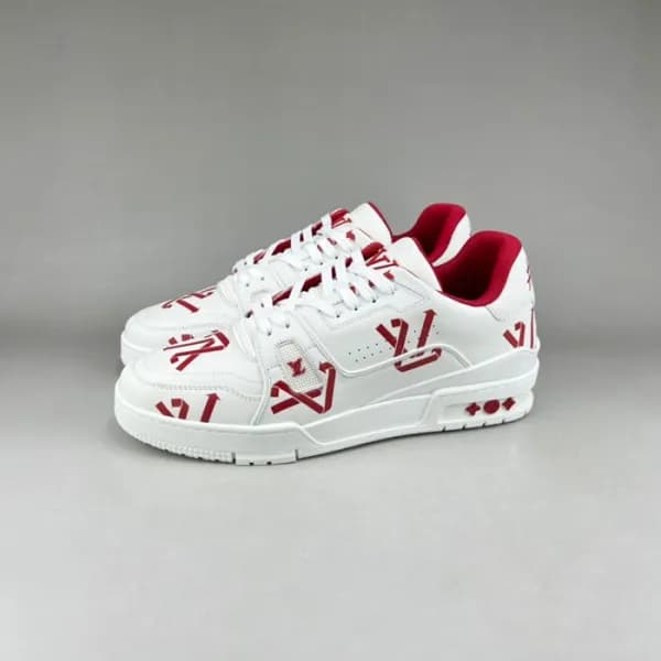 루이비통 남성 레드 스니커즈 - Louis vuitton Mens Red Sneakers … - 1