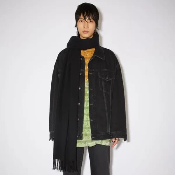 아크네 남/녀 블랙 머플러 - Acne Unisex Black Muffler - ac182… - 1