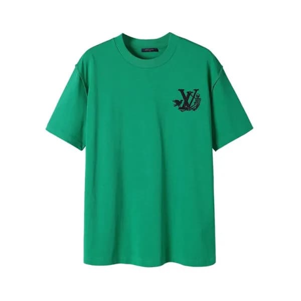 루이비통 남성 그린 크루넥 반팔티 - Louis vuitton Mens Green Shor… - 1