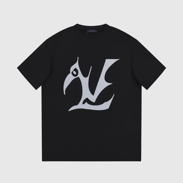 루이비통 남성 블랙 크루넥 반팔티 - Louis vuitton Mens Black Shor… - 1