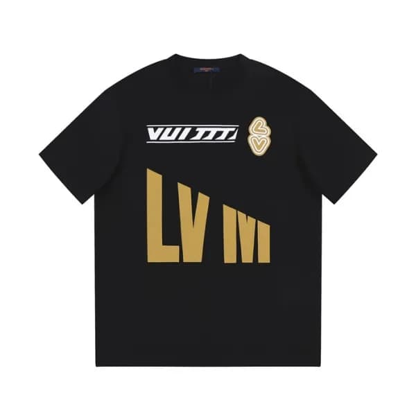 루이비통 남성 블랙 크루넥 반팔티 - Louis vuitton Mens Black Shor… - 1