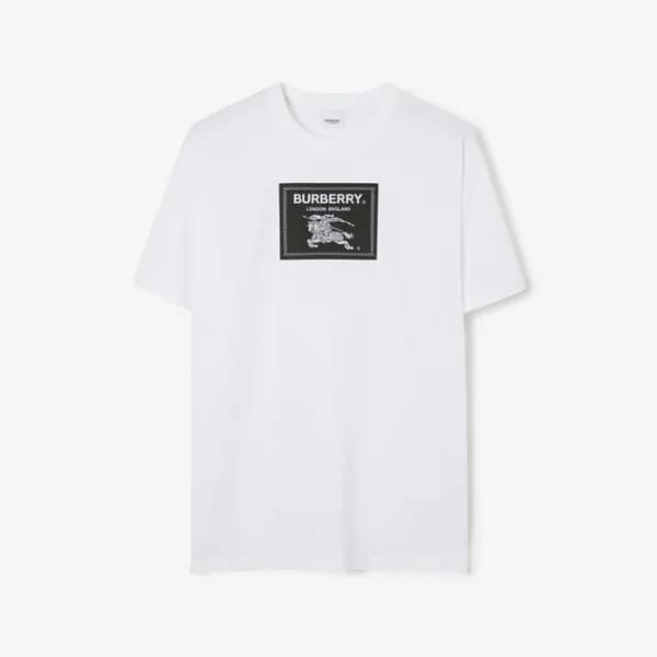 버버리 남성 화이트 크루넥 반팔티 - Burberry Mens White Tshirts -… - 1