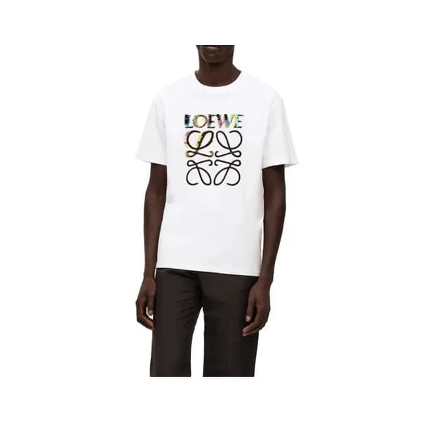 로에베 남/녀 이니셜 화이트 반팔티 - Loewe Unisex White Short sle… - 1