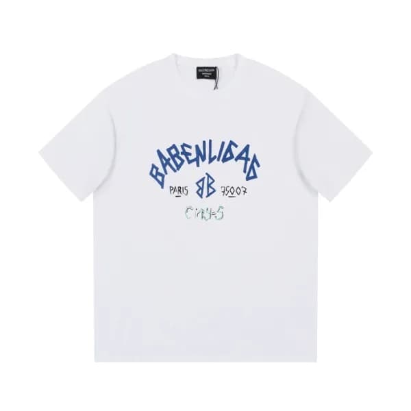 발렌시아가 남성 화이트 크루넥 반팔티 - Balenciaga Mens White Short… - 1