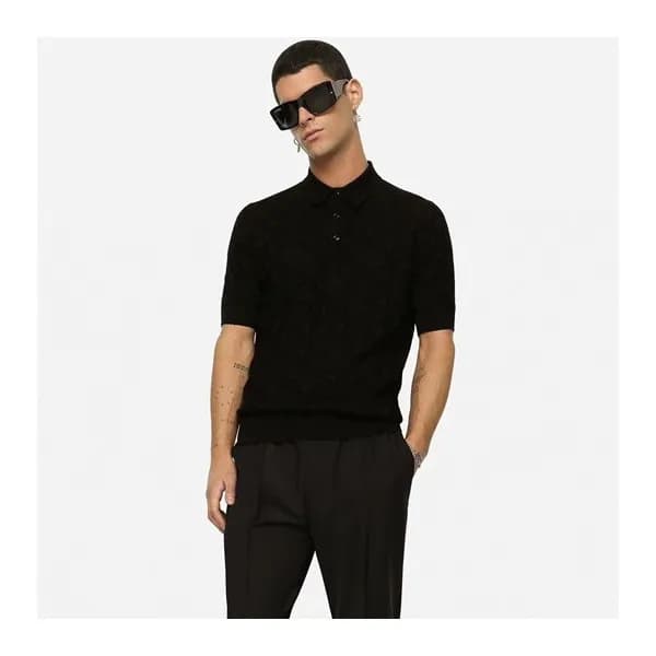 돌체앤가바나 남성 블랙 폴로 반팔티 - Dolce&Gabbana Mens Black Tsh… - 1