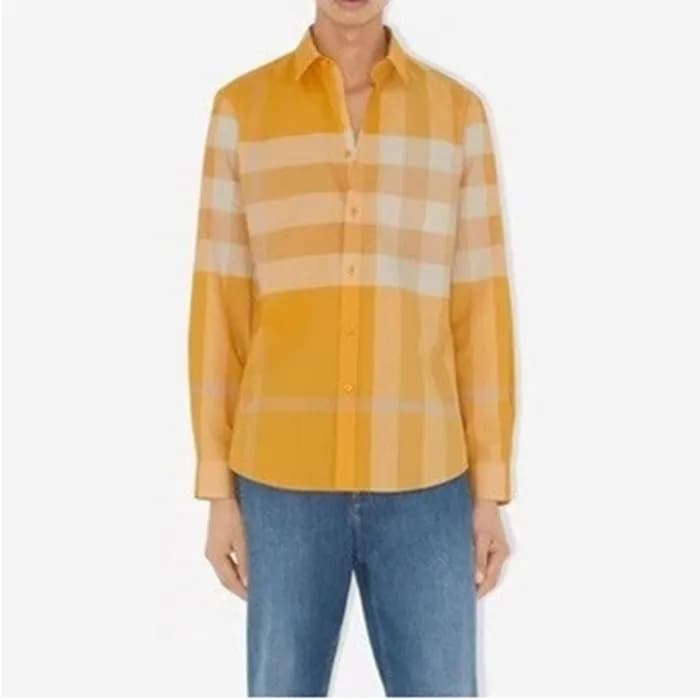 버버리 남성 베이직 옐로우 셔츠 - Burberry Mens Yellow Tshirts -… - 1