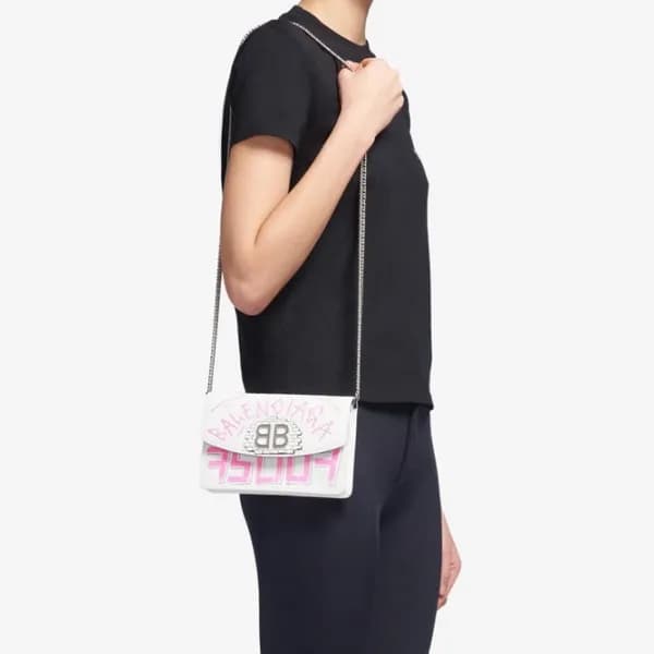 발렌시아가 여성 화이트 솔더백- Balenciaga Womens White Shoulder… - 1