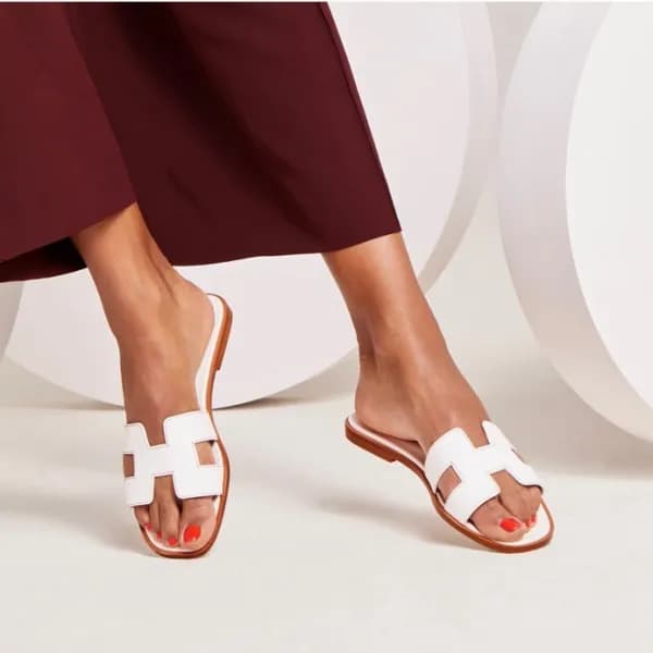 에르메스 여성 화이트 오란 - Hermes Womens White Slipper - he2… - 1