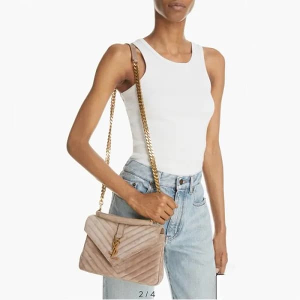 입생로랑 여성 베이지 퀄티드 백 - Saint Laurent Womens Beige Col… - 1