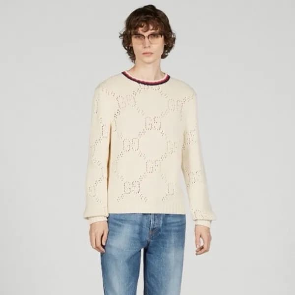 구찌 남성 아이보리 크루넥 니트 - Gucci Mens Ivory Knits - guc93… - 1