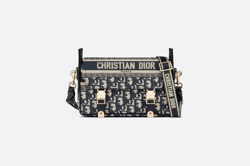 디올 블루 오블리크 자수 캠프백 스몰 - Dior Oblique Embroidery Cam… - 1