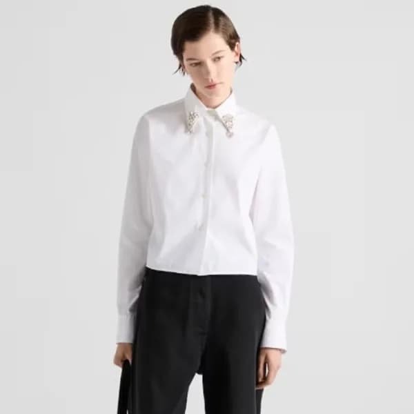 프라다 여성 모던 화이트 셔츠 - Prada Womens White Tshirts - pr… - 1