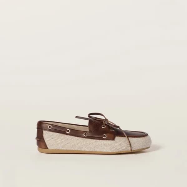 미우미우 여성 블리치드 보트 슈즈 - Miumiu Womens Unlined Bleache… - 1