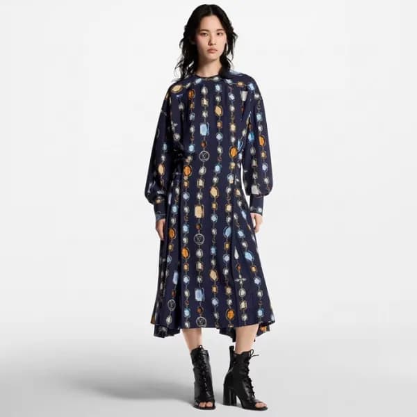 루이비통 여성 롱 슬리브트 네크리스 드레스 - Louis vuitton Womens Lon… - 1
