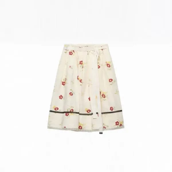 프라다 여성 루비 레드 플로럴 프린트 스커트 - Prada Womens Ruby Red F… - 1