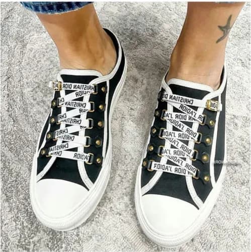 2018 Christian Dior Logo Strap Low-Top Trainer Bla… - 1