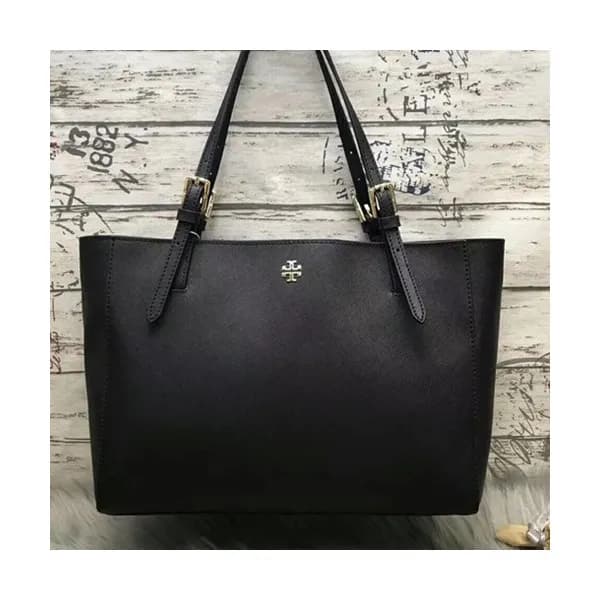 Tory Burch Leather Black York Buckle Tote Shoulder… - 1