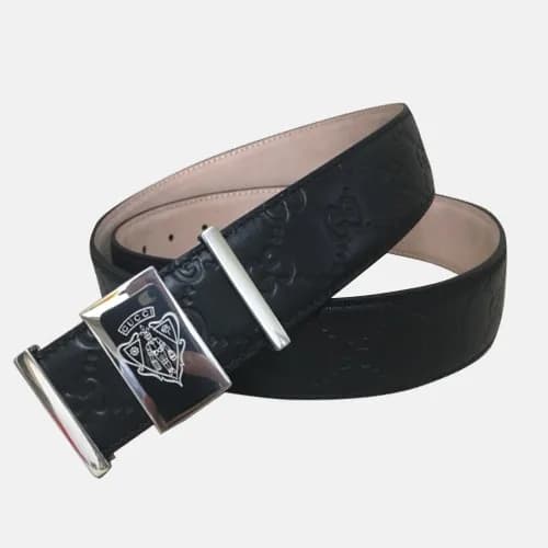 Gucci 2019 Mens Box Logo Steel Buckle Leather Belt… - 1
