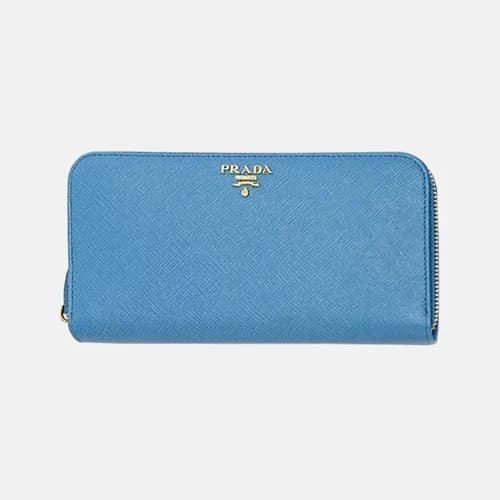 Prada 2019 Womens Saffiano Steel Logo Zippy Long W… - 1