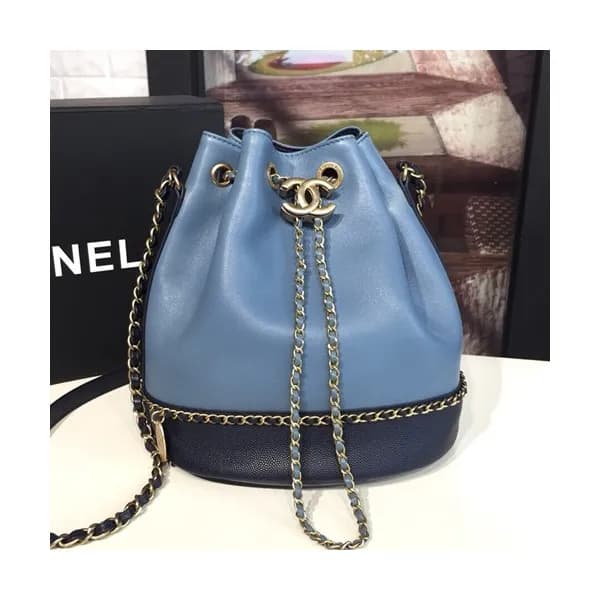 Chanel 2019 Women Leather Chain Bucket Shoulder Ba… - 1