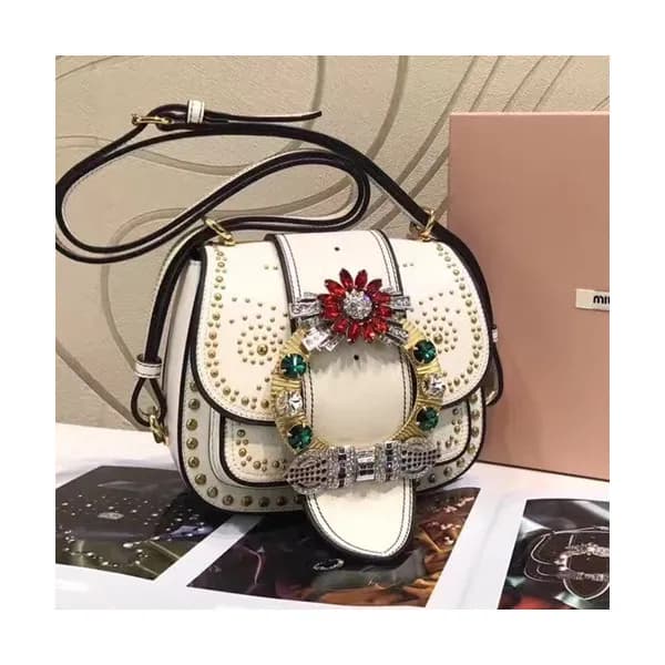 MiuMiu 2019 Lady Madras Stud Shoulder Cross Bag,20… - 1