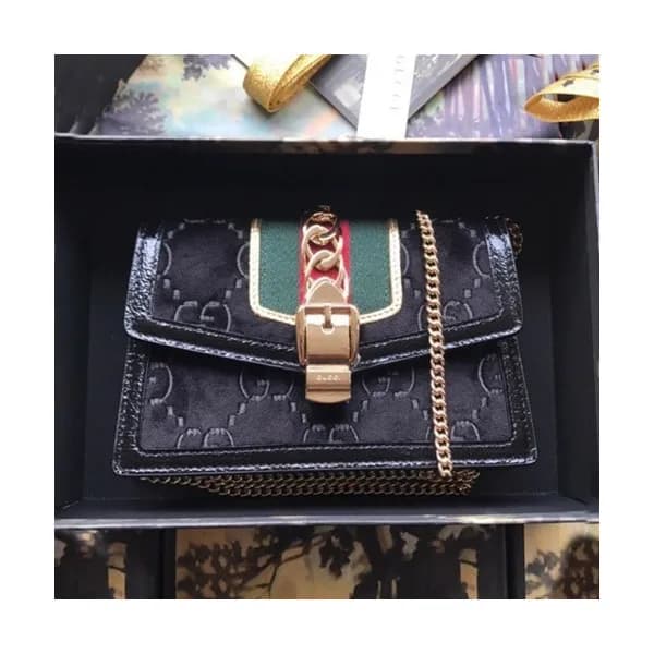 Gucci 2019 Sylvie VelVet Chain Shoulder Bag,19CM -… - 1