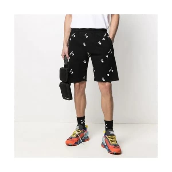 Off white Mens Logo Casual Training Half Pants Bl… - 1