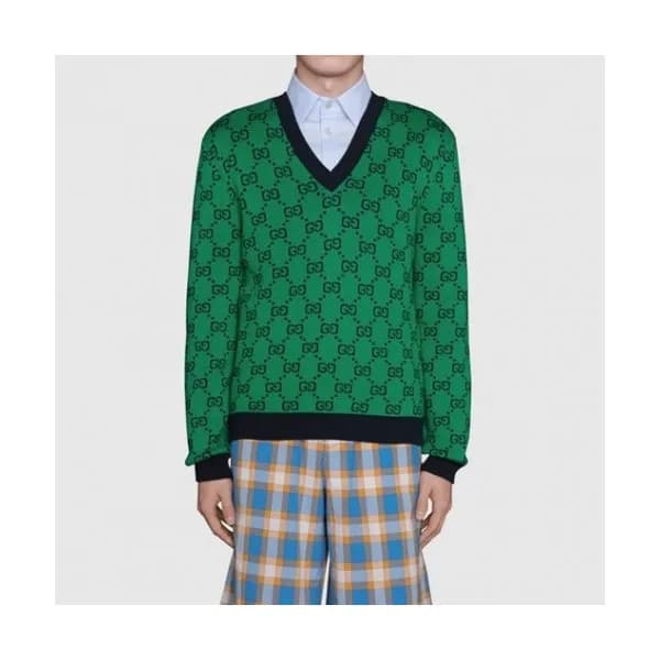 Gucci Mm/Wm Logo Crew-neck Sweaters Green - 구찌 20… - 1