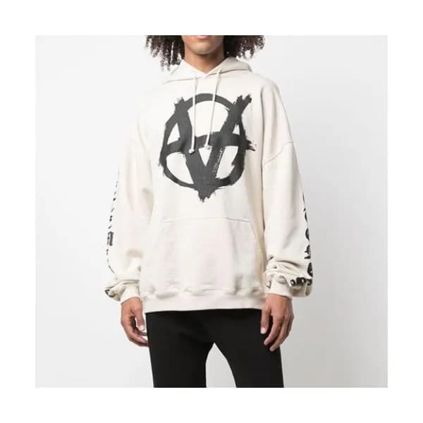 Vetements Mm/Wm Logo Oversize Cotton Hoodie White… - 1