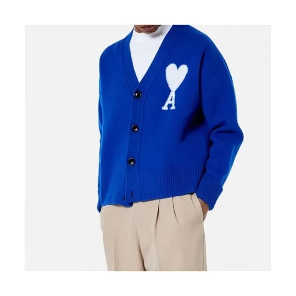 Ami Mm/Wm Logo Casual Cardigen Blue - 아미 2021 남/녀 … - 1