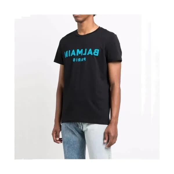 Balmain Mens Logo Cotton Short Sleeved Tshirs Bla… - 1