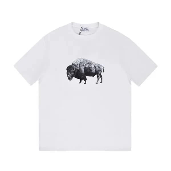LANVIN Unisex Tshirts White - 랑방 2022 남/녀 로고 반팔티 -… - 1