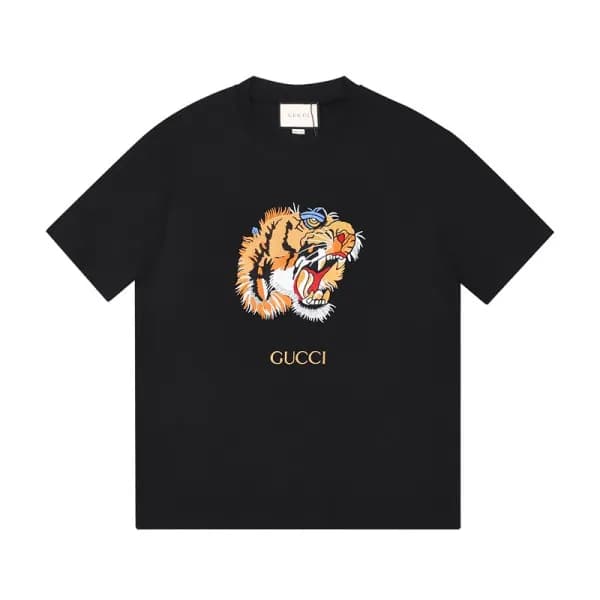 구찌 여자 크루넥 블랙 반팔티 - Unisex Black Tshirts - guc04571… - 1
