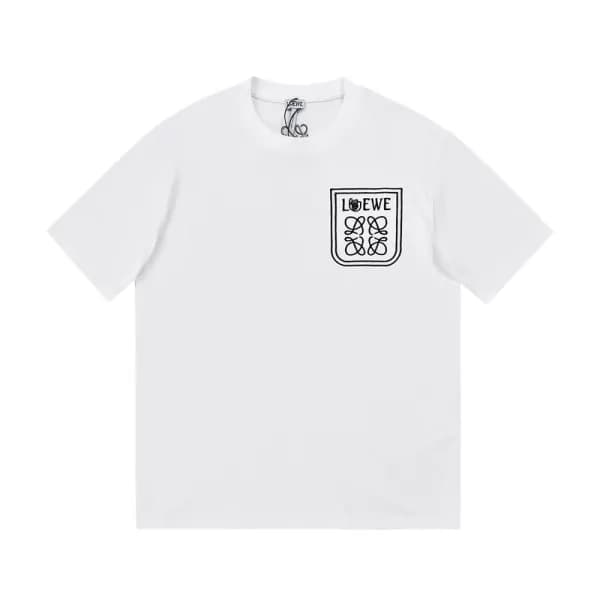 로에베 남자 이니셜 화이트 반팔티 - Unisex White Tshirts - loe055… - 1