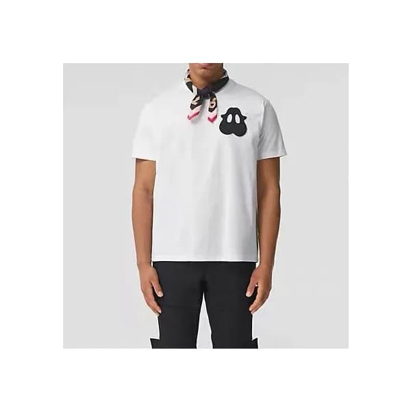 버버리 남자 크루넥 화이트 반팔티 - Unisex White Tshirts - bur042… - 1