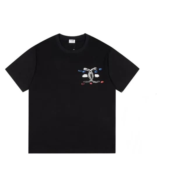 샤넬 남/여 크루넥 블랙 반팔티 - Unisex Black Tshirts - chl0857… - 1