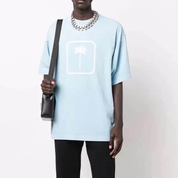 팜 엔젤스 남자 블루 크루넥 반팔티 - Mens Blue Tshirts - pam0381x - 1
