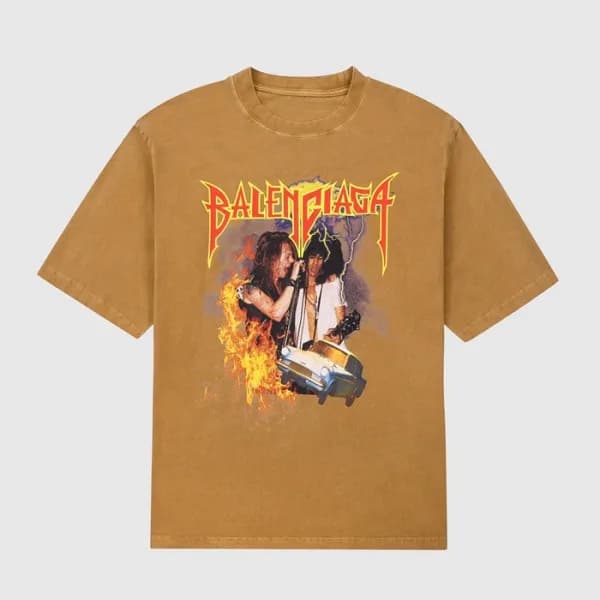 발렌시아가 남성 카멜 크루넥 반팔티 - Mens Camel Tshirts - bal0149… - 1