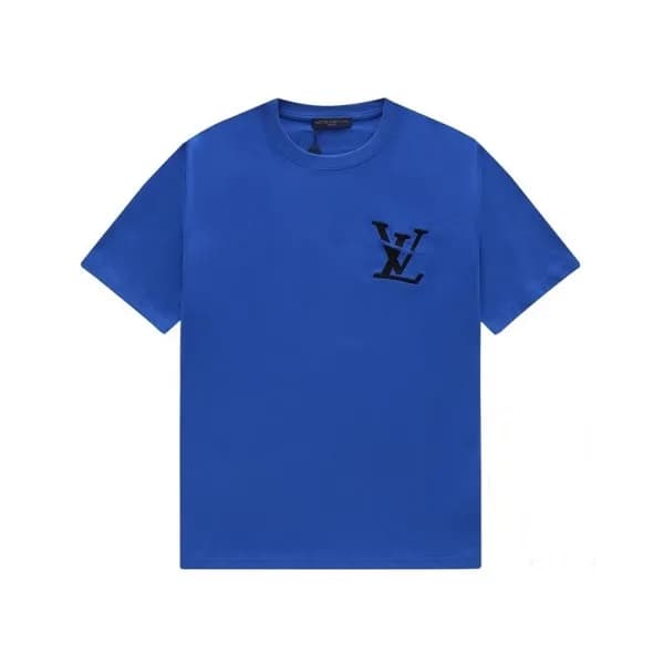 루이비통 남성 블루 크루넥 반팔티 - Mens Blue Tshirts - lou05077x - 1